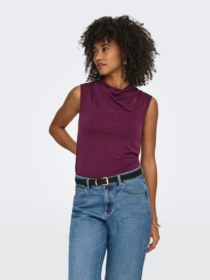 Onlhannah S/l Waterfall Top Jrs - Aubergine