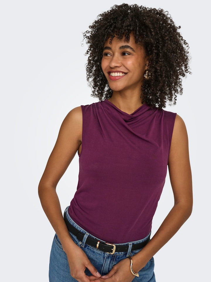 Onlhannah S/l Waterfall Top Jrs - Aubergine