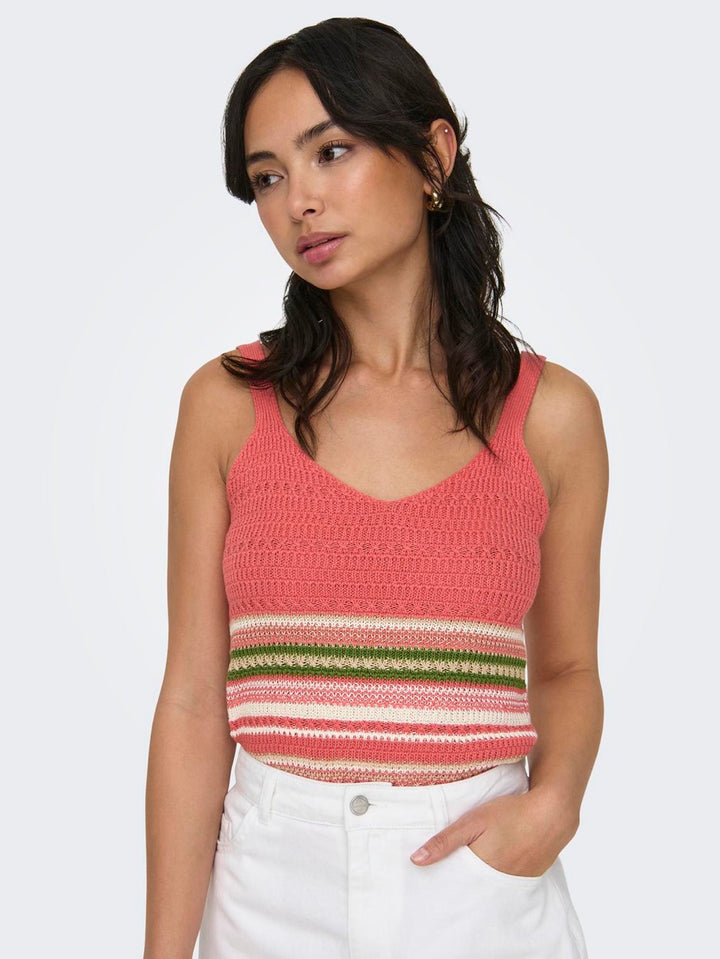 Jdytropica S/l V-neck Top Knt - Roze Dessin