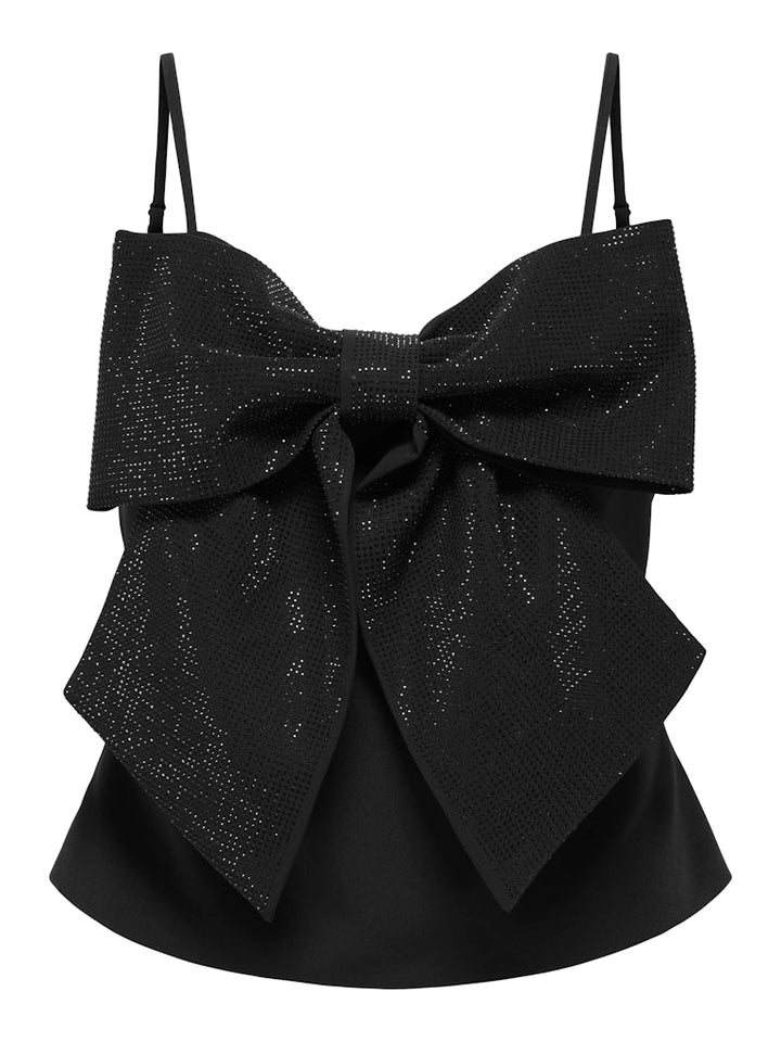 Onlginie Rhinestone Bow Strap Top Wvn - Zwart
