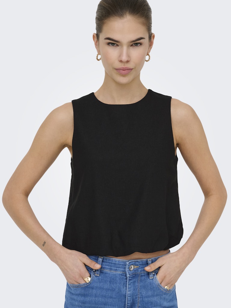 Onlgoa S/l Ballon Linen Bl Top Cc Pnt - Zwart