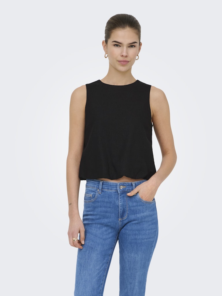 Onlgoa S/l Ballon Linen Bl Top Cc Pnt - Zwart