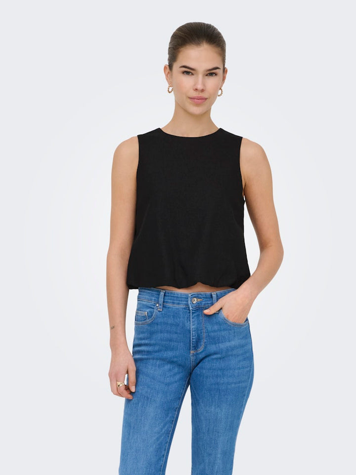 Onlgoa S/l Ballon Linen Bl Top Cc Pnt - Zwart