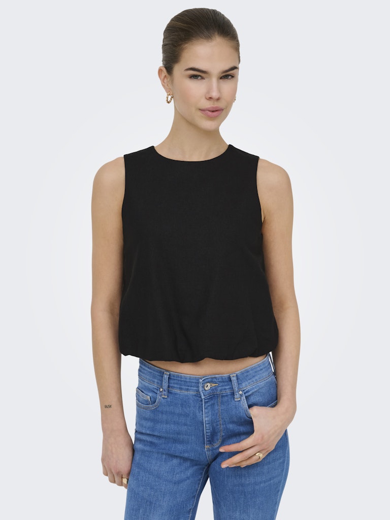 Onlgoa S/l Ballon Linen Bl Top Cc Pnt - Zwart