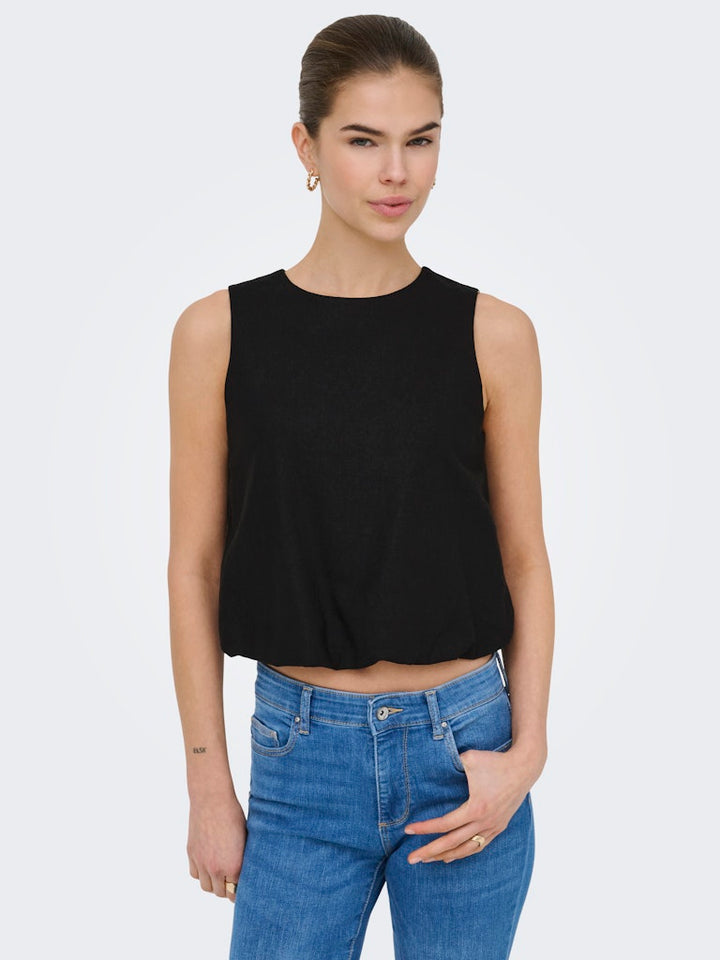 Onlgoa S/l Ballon Linen Bl Top Cc Pnt - Zwart