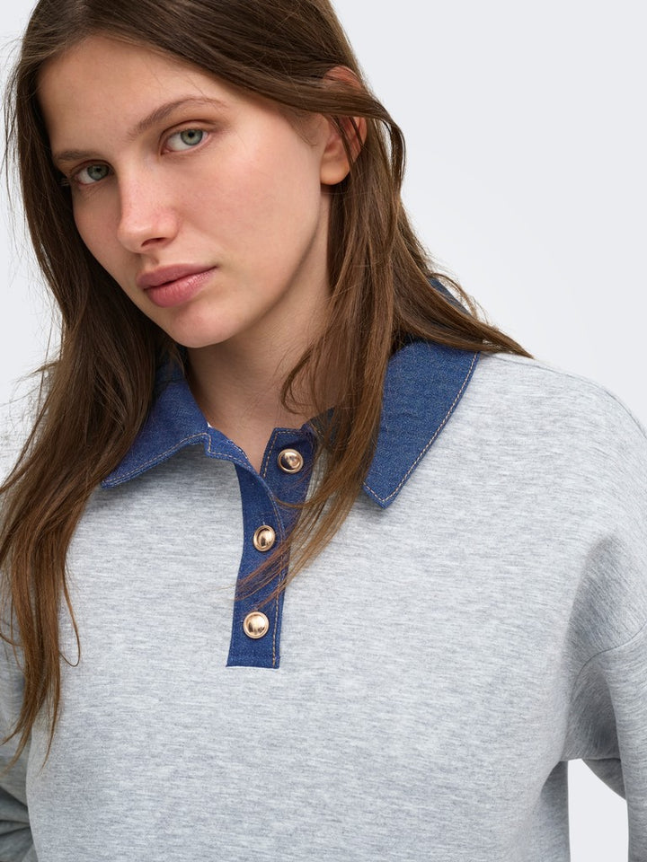 Onlscarlet L/s Polo Mix Sweat Ub Pr Swt - Grijs