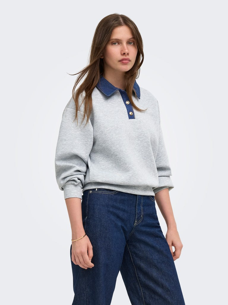 Onlscarlet L/s Polo Mix Sweat Ub Pr Swt - Grijs