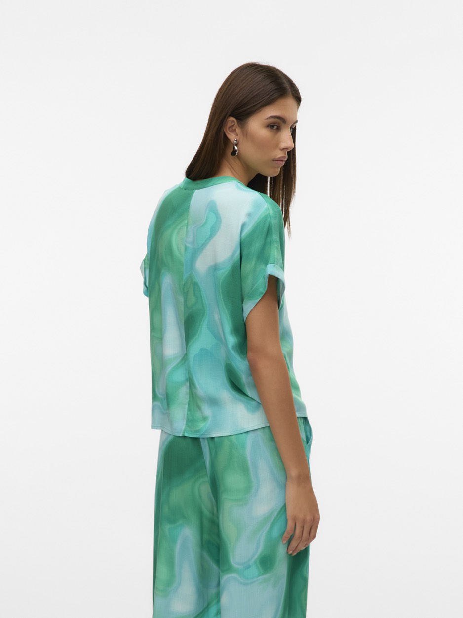 Vmvade S/s V-neck Top Wvn Lcs - Groen Melee