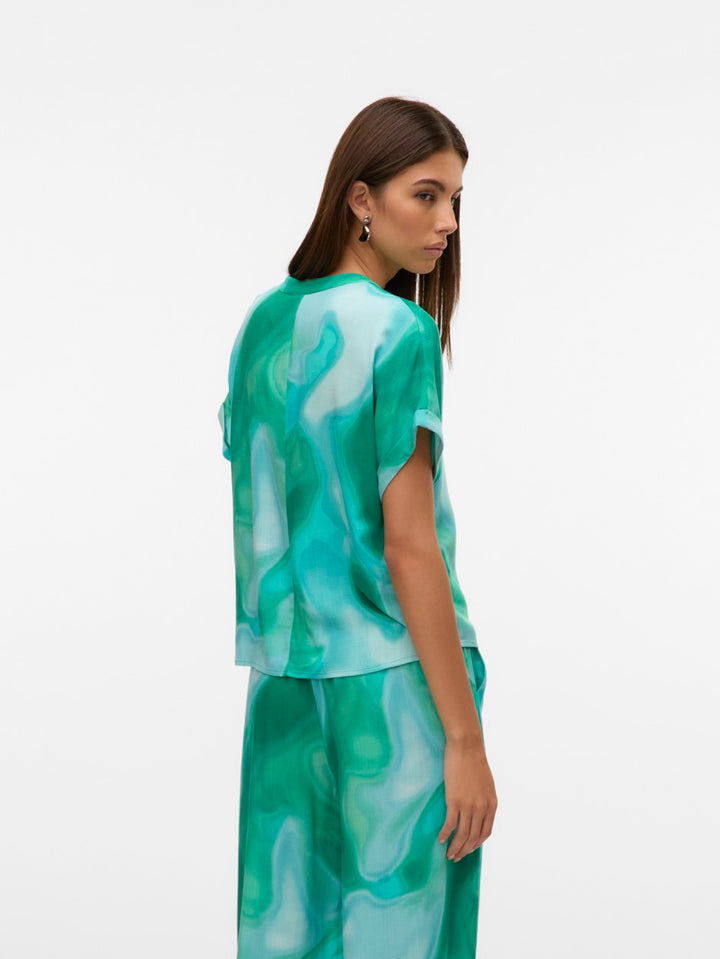 Vmvade S/s V-neck Top Wvn Lcs - Groen Melee