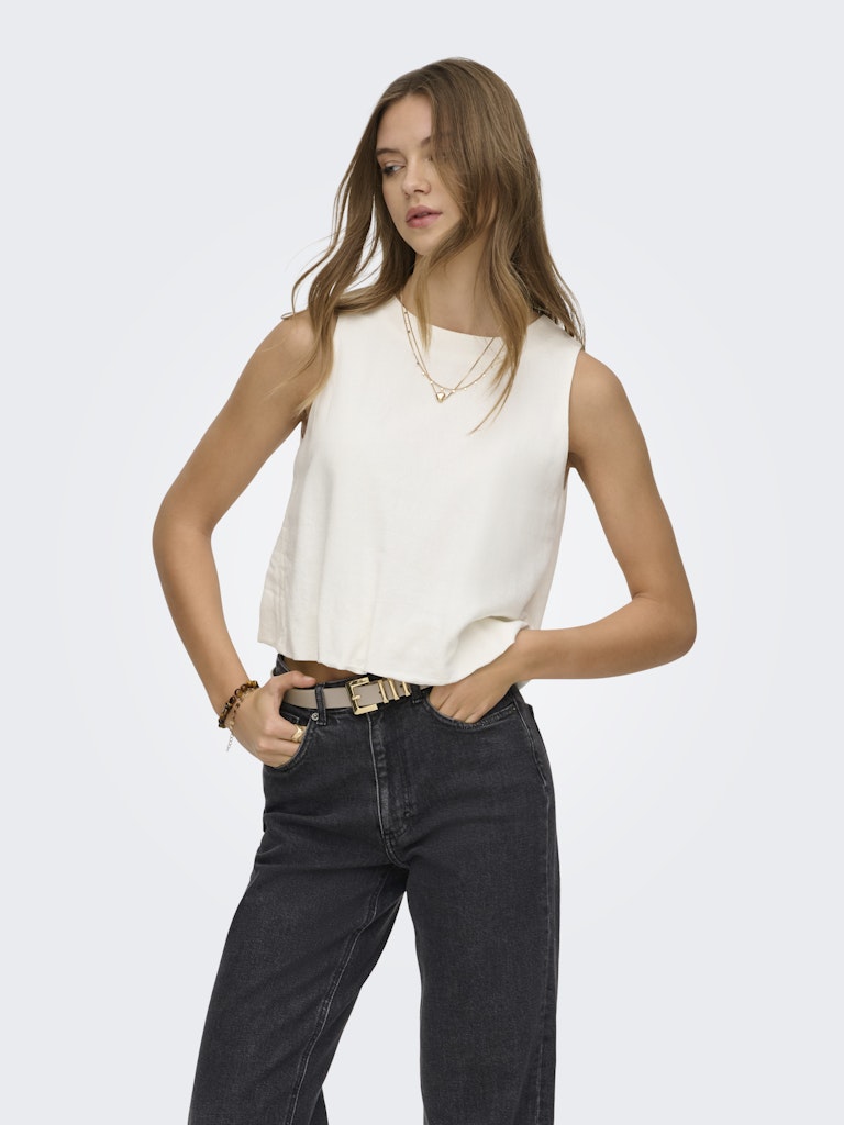 Onlgoa S/l Ballon Linen Bl Top Cc Pnt - Off-white