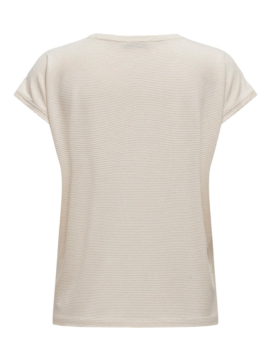 Onlclaudia S/s Glitter Stripe Top J - Zand