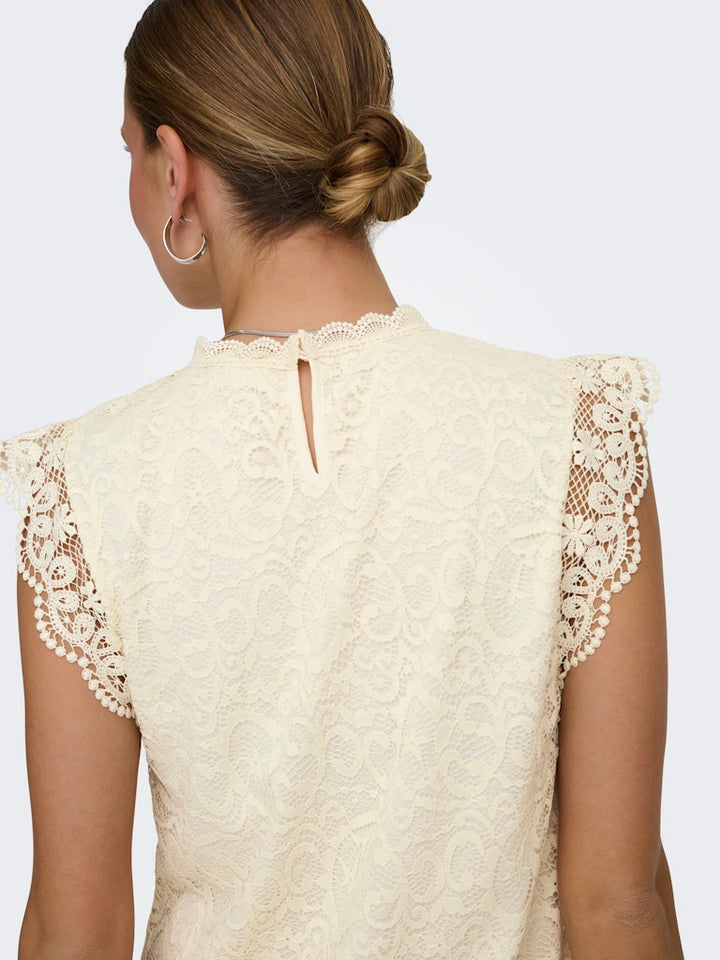 Jdylotas S/l Lace Top Jrs - Wit Dessin