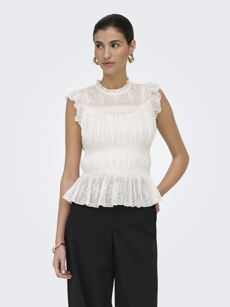 Onlshaila Gathered Top Jrs - Wit Dessin