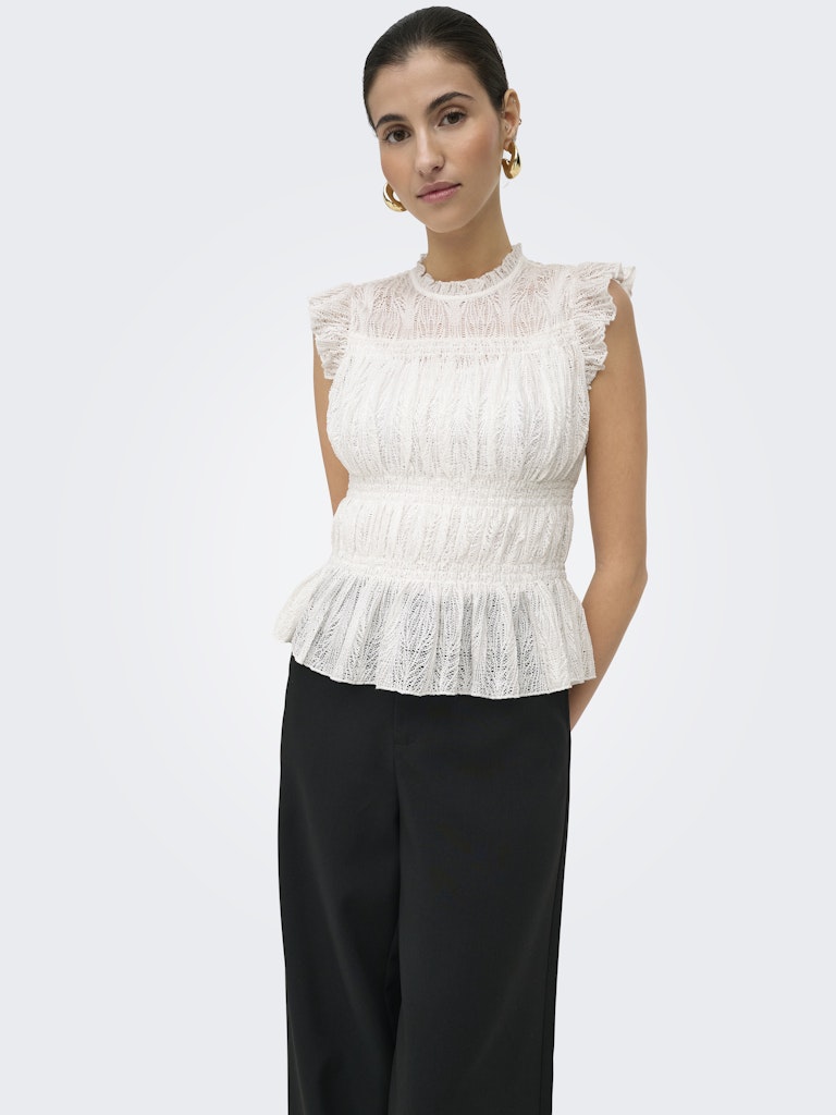 Onlshaila Gathered Top Jrs - Wit Dessin