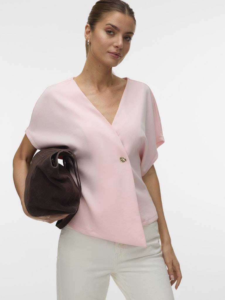 Vmsmilla Sonja Ss V-neck Top Exp - Licht Roze