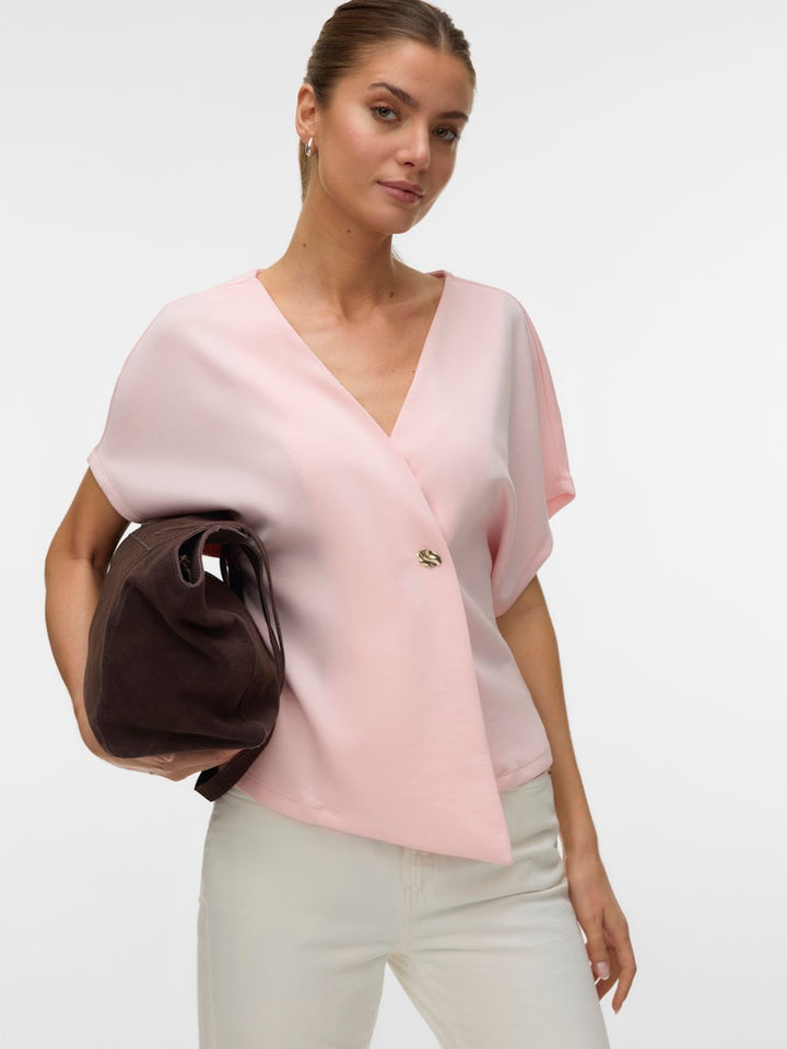 Vmsmilla Sonja Ss V-neck Top Exp - Licht Roze