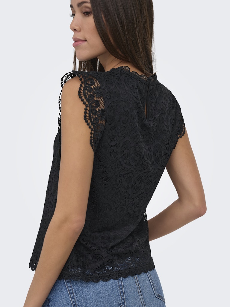 Jdylotas S/l Lace Top Jrs - Zwart Dessin