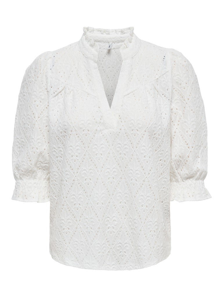 Onlziggy S/s Frill Top Cc Jrs - Wit