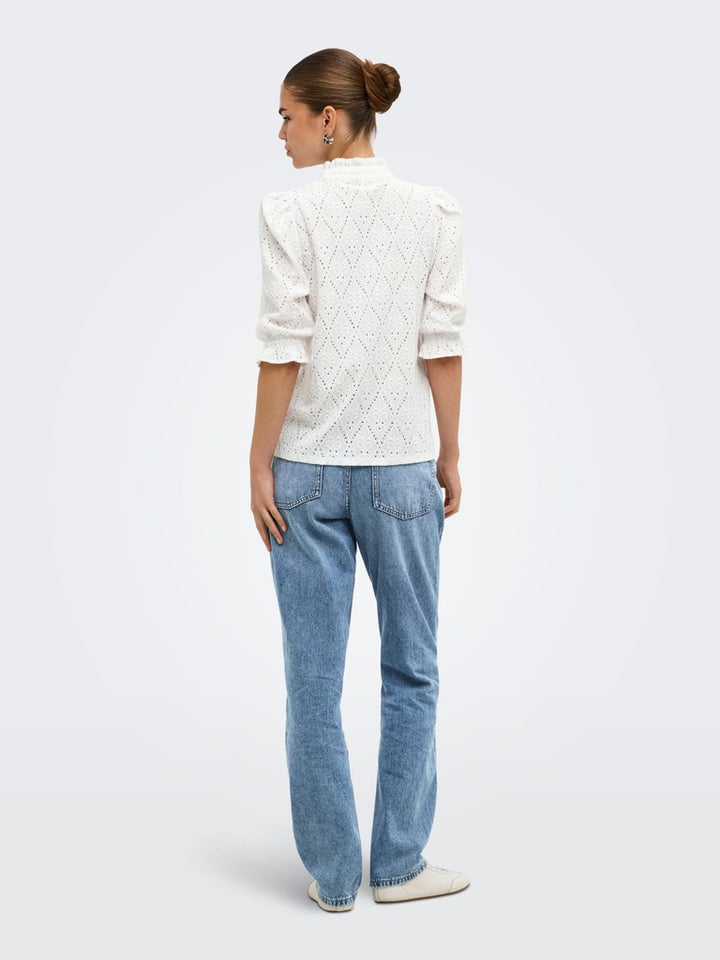 Onlziggy S/s Frill Top Cc Jrs - Wit