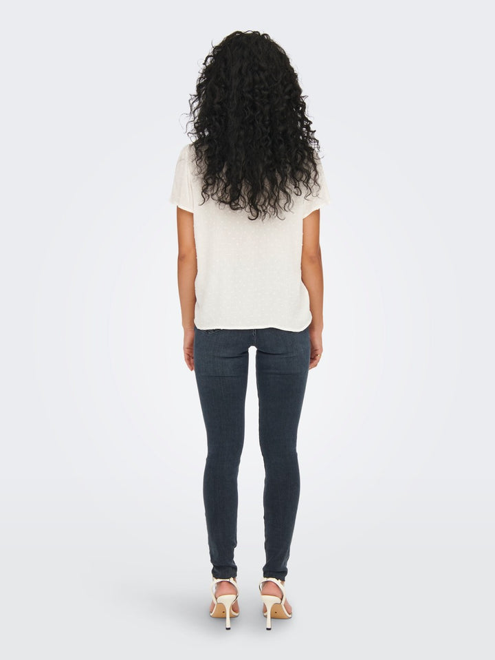 Jdylima Life S/s Top Wvn Noos - Off-white