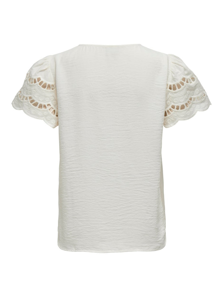 Jdyhannah S/s Lace Top Wvn - Off-white