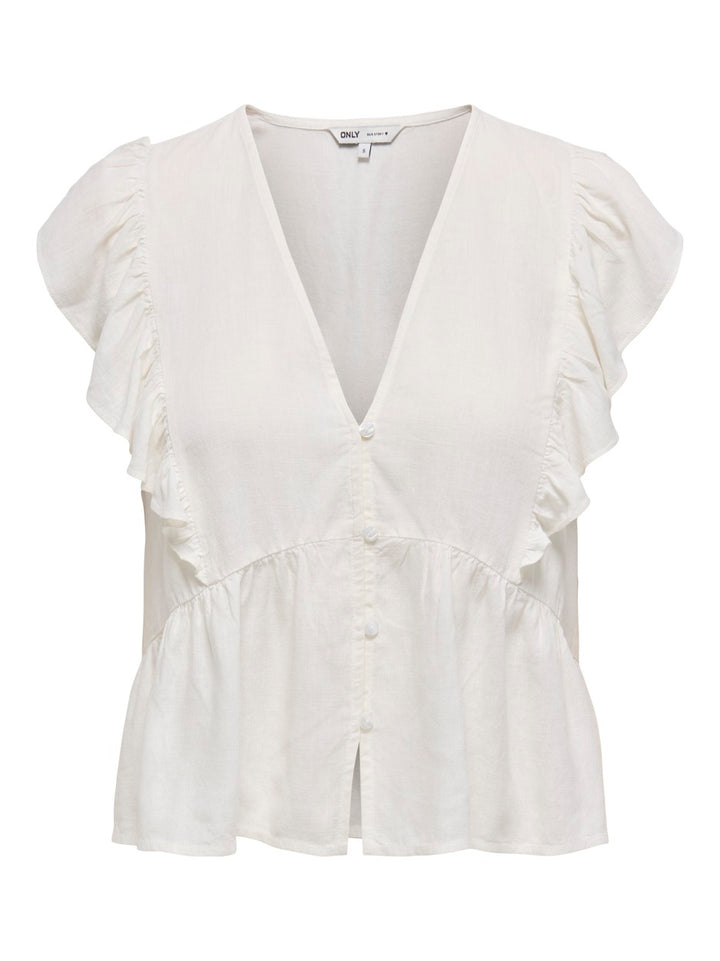 Onlrian Flonce S/s Top Wvn - Off-white