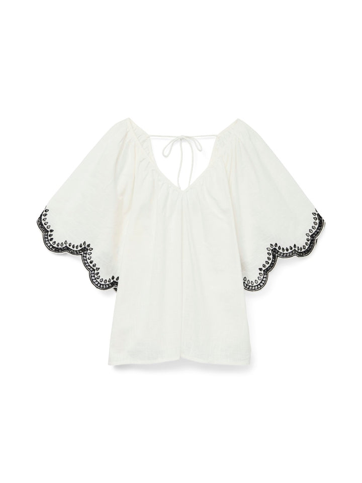 Vmdiana 2/4 V-neck Top Wvn Btq - Off-white