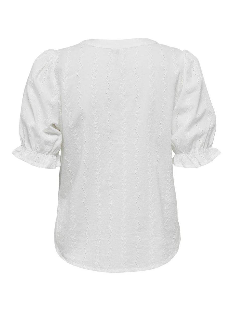 Onlfrida Ss V-neck Button Top Wvn - Off-white