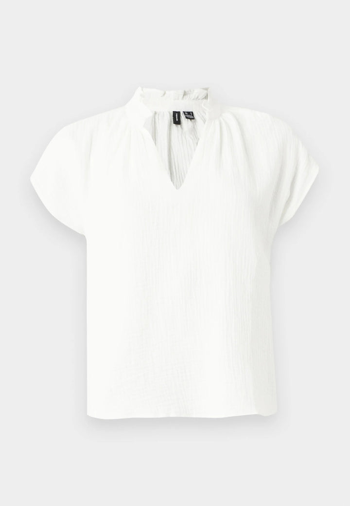 Vmnatali Sl V-neck Top Wvn - Off-white