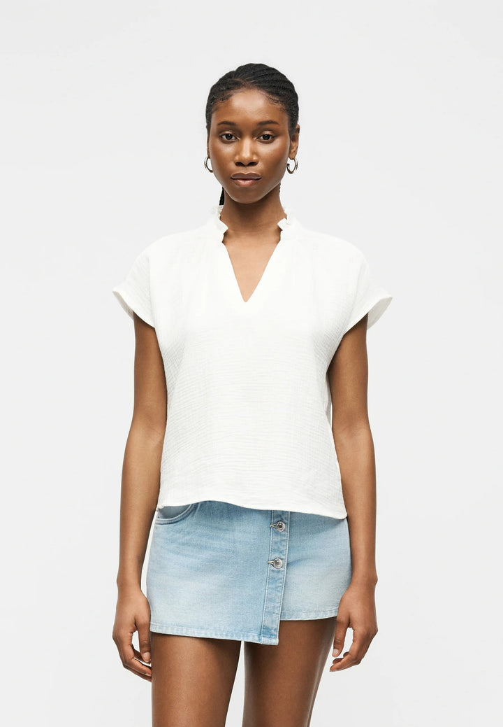Vmnatali Sl V-neck Top Wvn - Off-white
