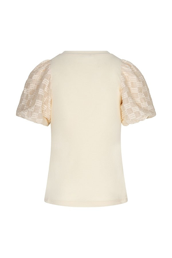 Top Haya - Constrast Puff Sleeve - Off-white
