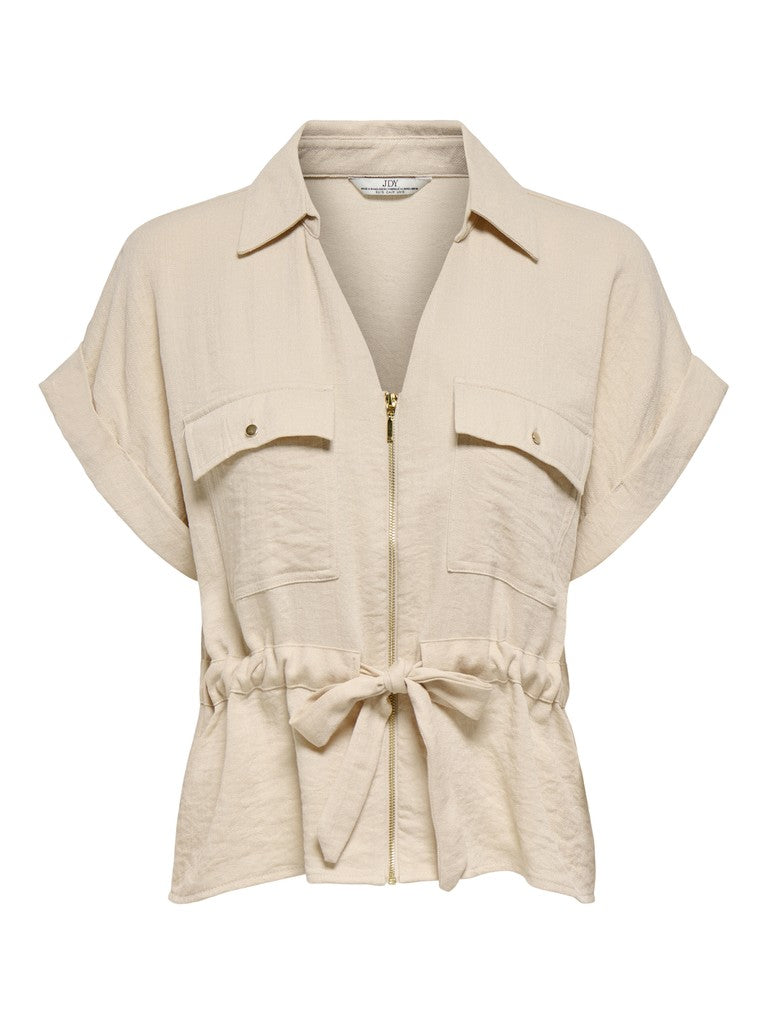 Jdymille Ss Zip Shirt - Ecru