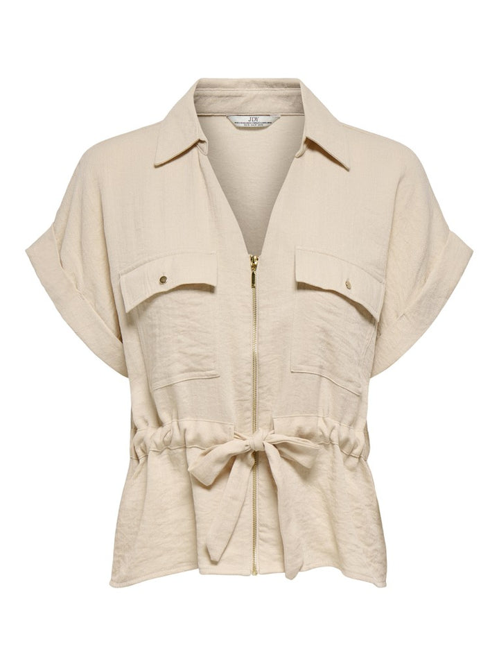 Jdymille Ss Zip Shirt - Ecru