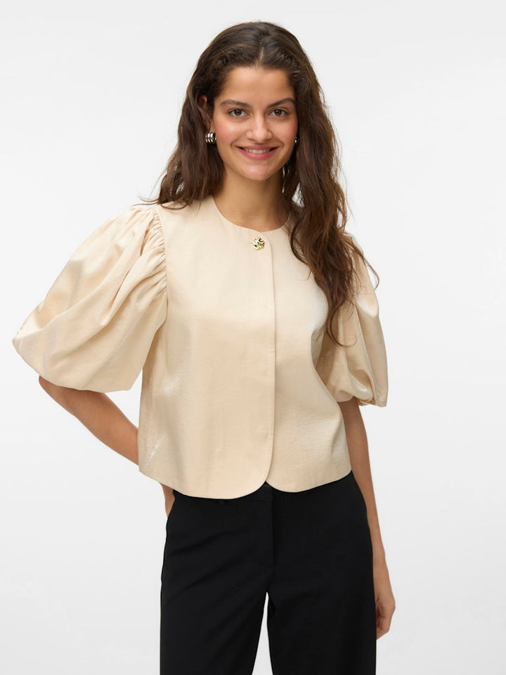 Vmliana 2/4 Shiny Short Blazer - Beige