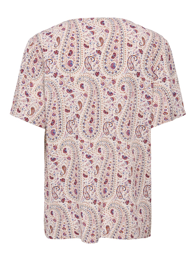 Jdygaby Life S/s V-neck Top Wvn - Ecru Dessin
