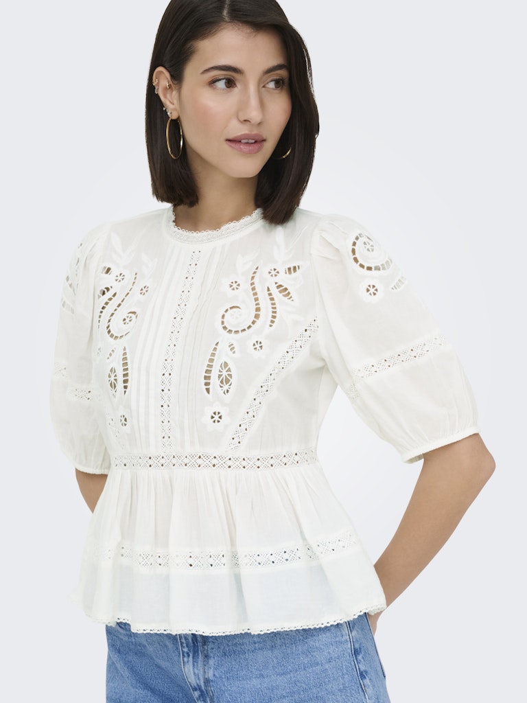 Jdystarry 2/4 Lace Top Wvn - Wit Dessin