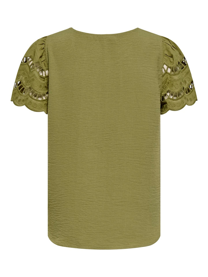 Jdyhannah Life S/s Lace Top Wvn - Groen