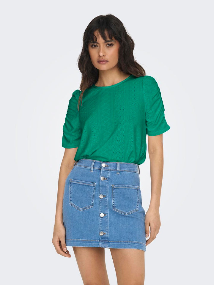 Onlsandra S/s Puff Top Cs Jrs - Groen