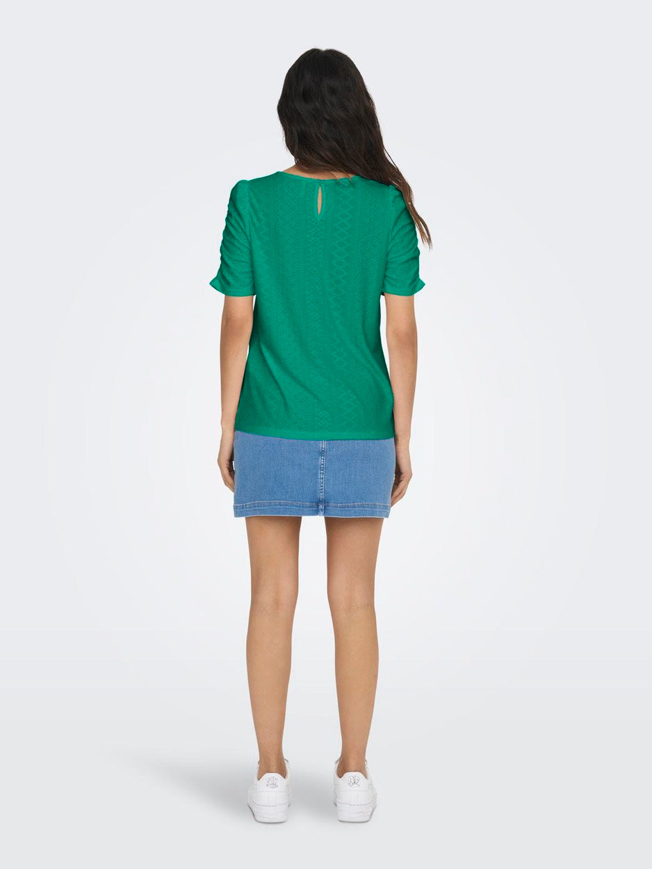 Onlsandra S/s Puff Top Cs Jrs - Groen