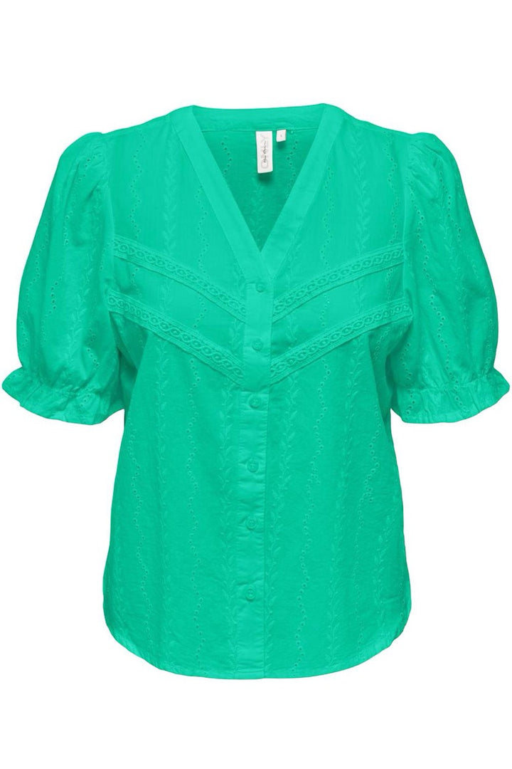 Onlfrida Ss V-neck Button Top Wvn C - Groen