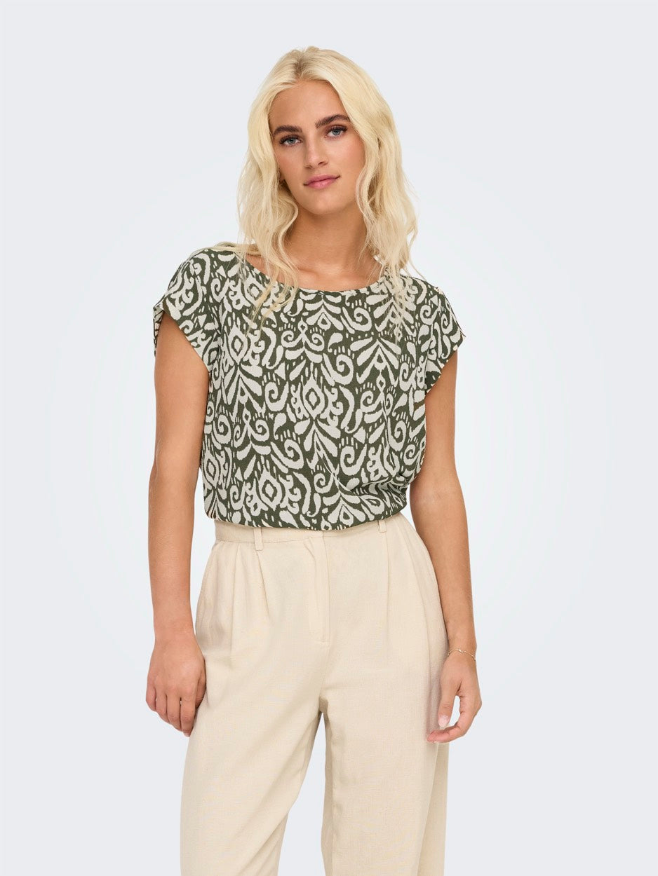 Onlvic S/s Aop Top Noos Ptm - Groen Dessin