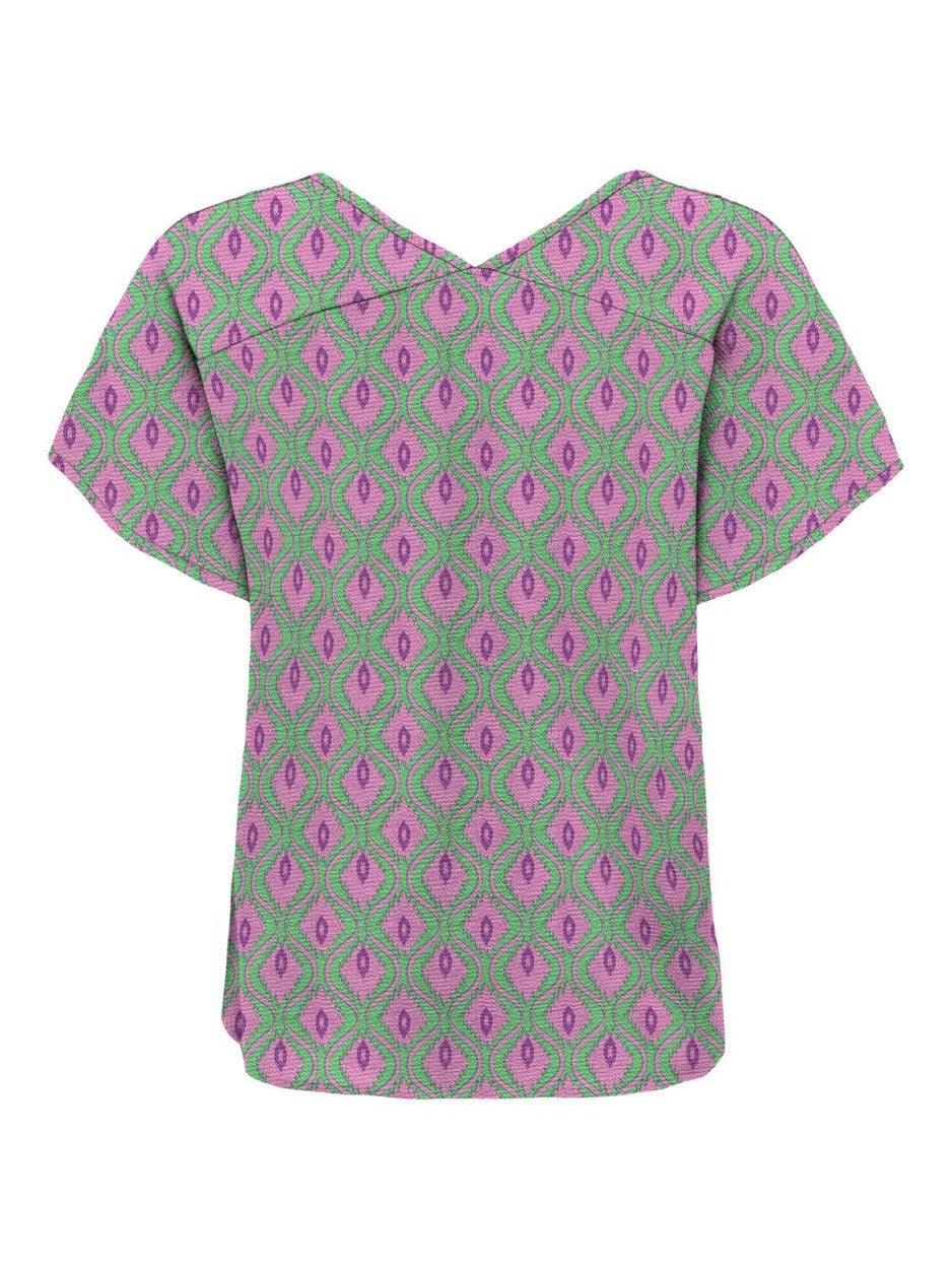 Onlnova Life Vis S/s Emmy Top Aop - Groen Dessin