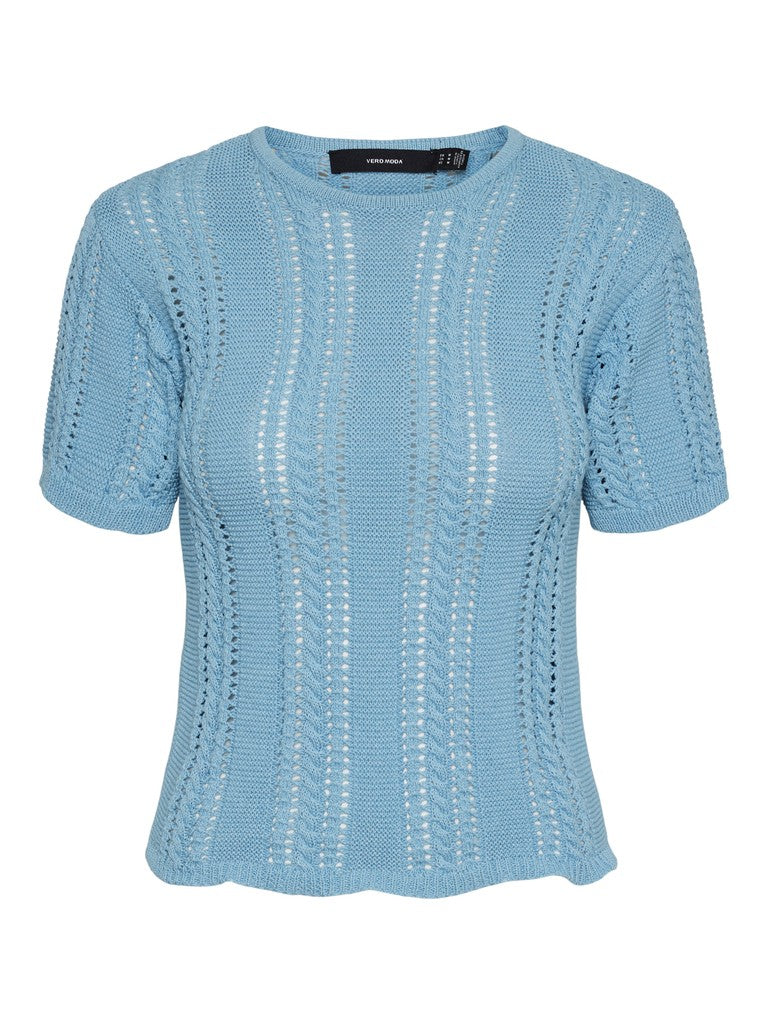 Vmnora Ss O-neck Top Pop - Lichtblauw