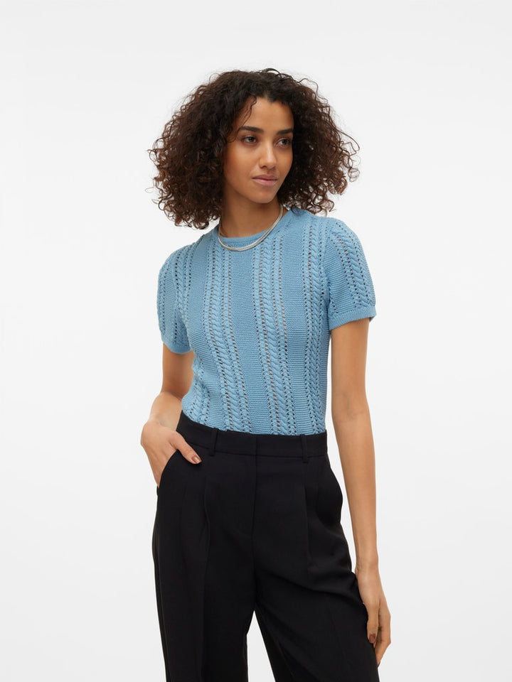 Vmnora Ss O-neck Top Pop - Lichtblauw