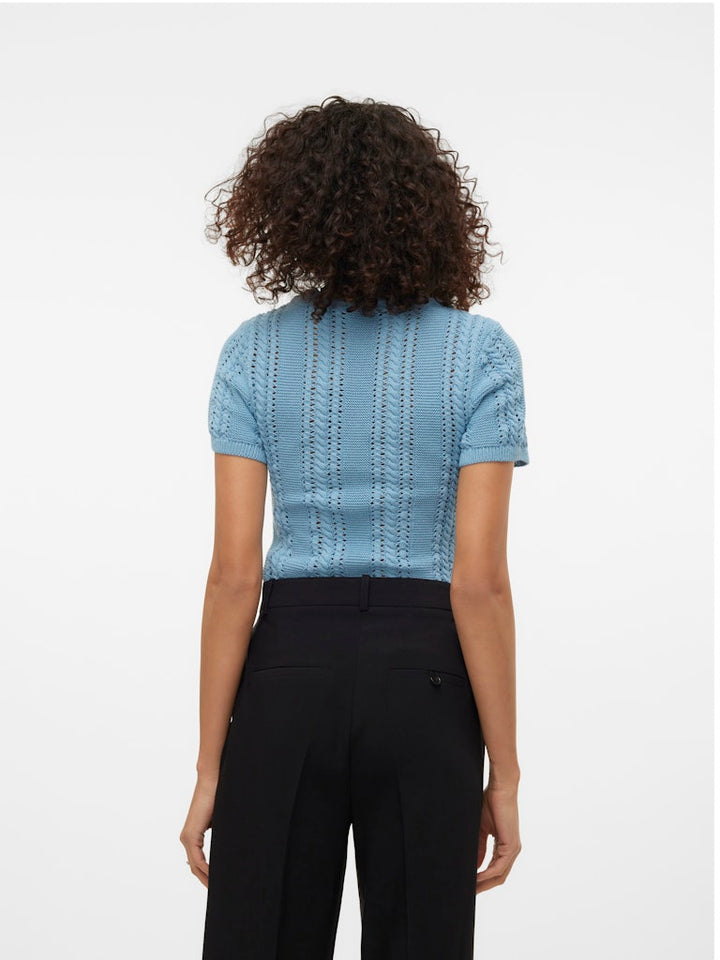 Vmnora Ss O-neck Top Pop - Lichtblauw