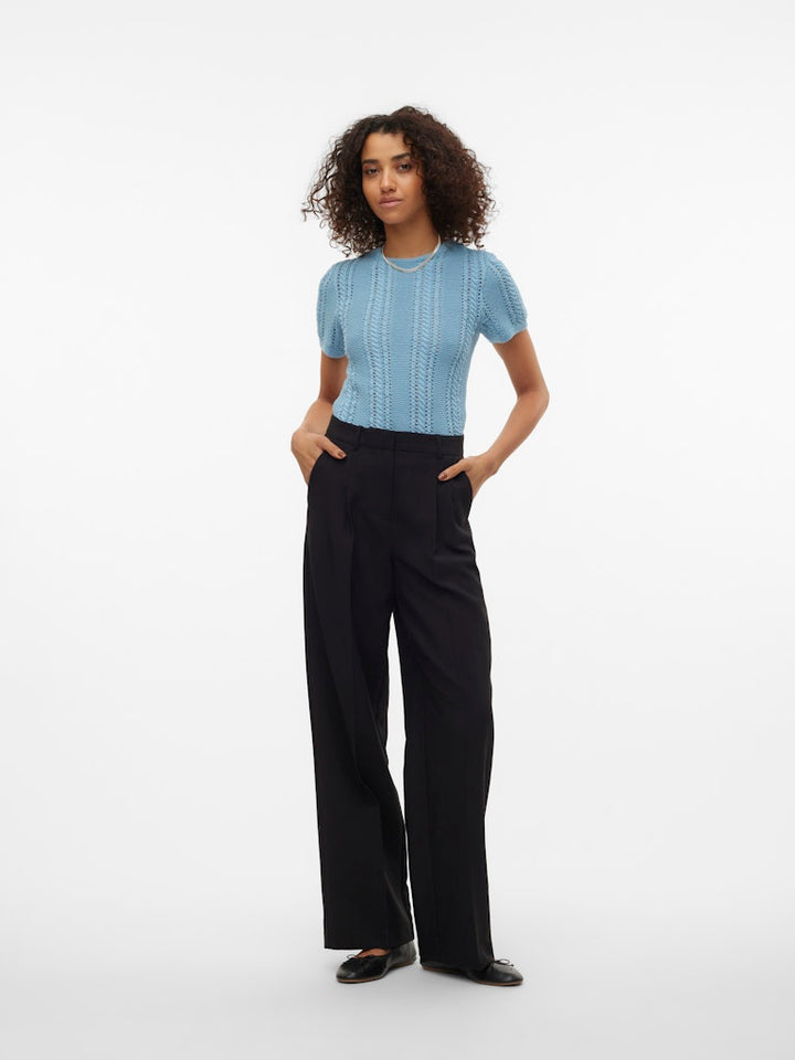 Vmnora Ss O-neck Top Pop - Lichtblauw