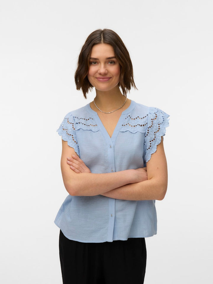 Vmjayla S/l Top Wvn Btq Ga - Lichtblauw