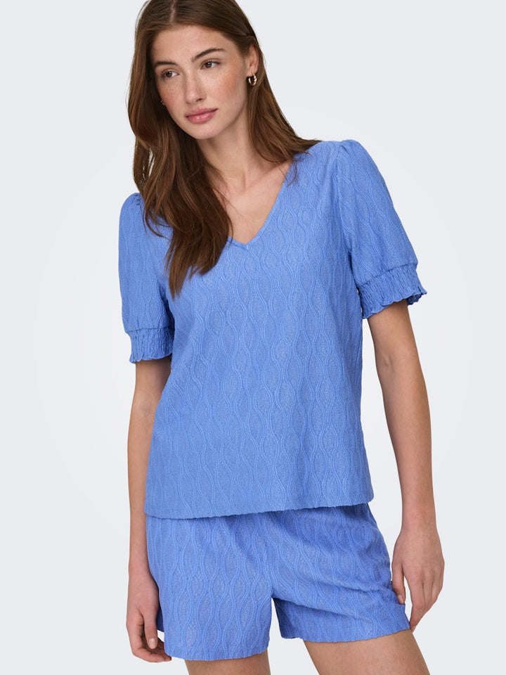 Onldiana S/s V-neck Top Cs Jrs - Lichtblauw