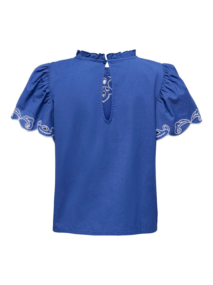 Jdyvera S/s Embroidery Top Wvn Exp - Kobalt