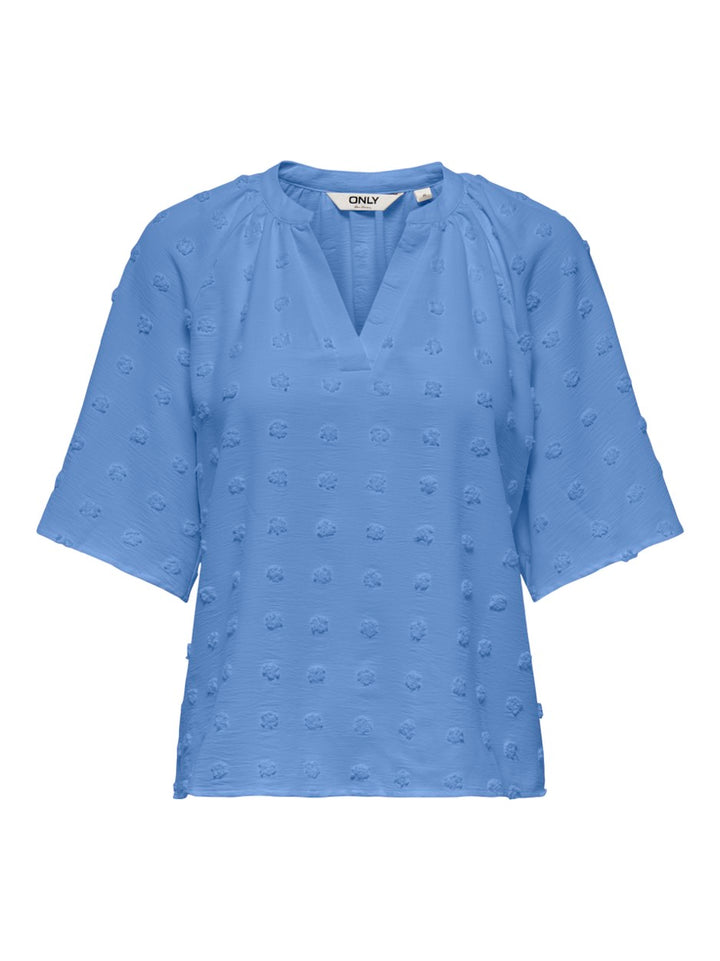 Onlivana Life 34 Dobby V-neck Top Wvn Cs - Kobalt